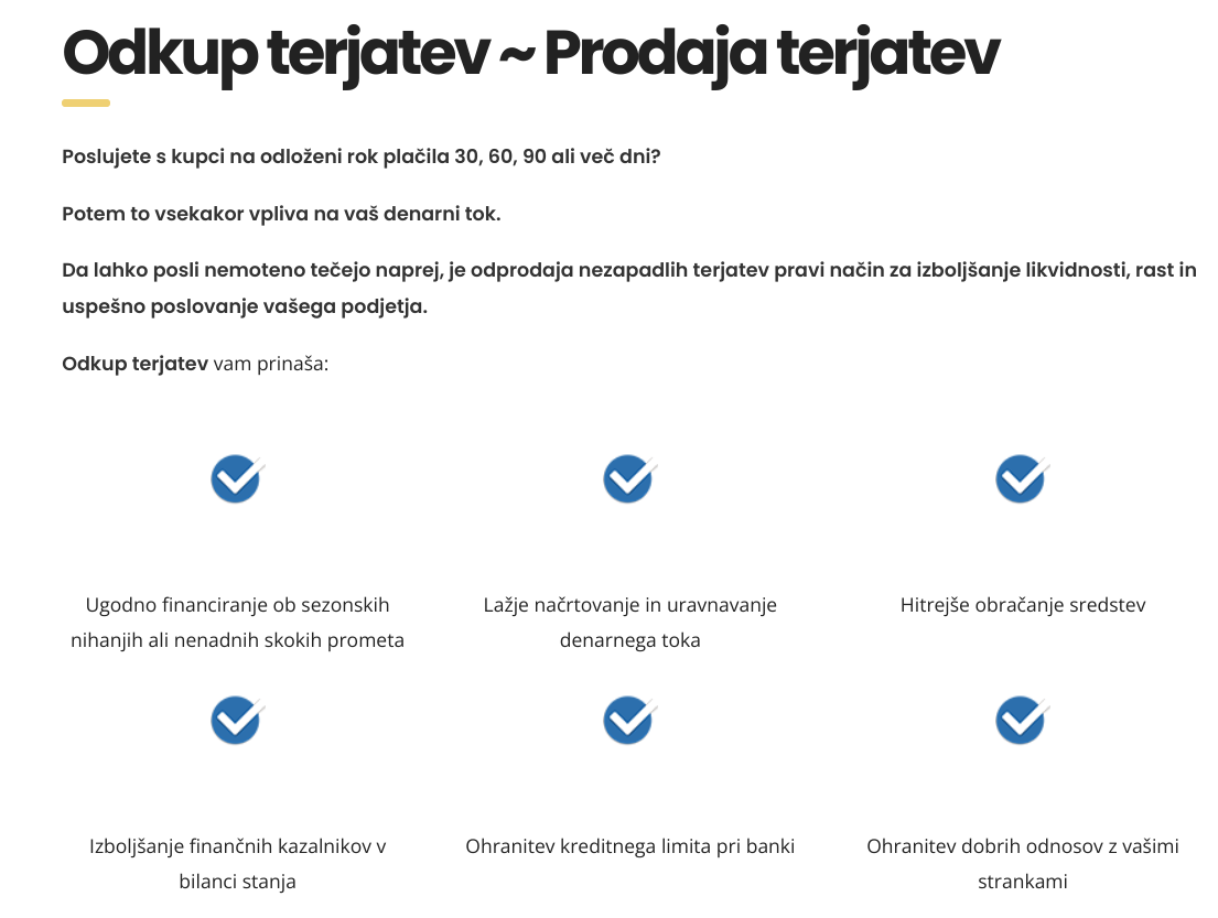 ključne besede - odkup terjatve