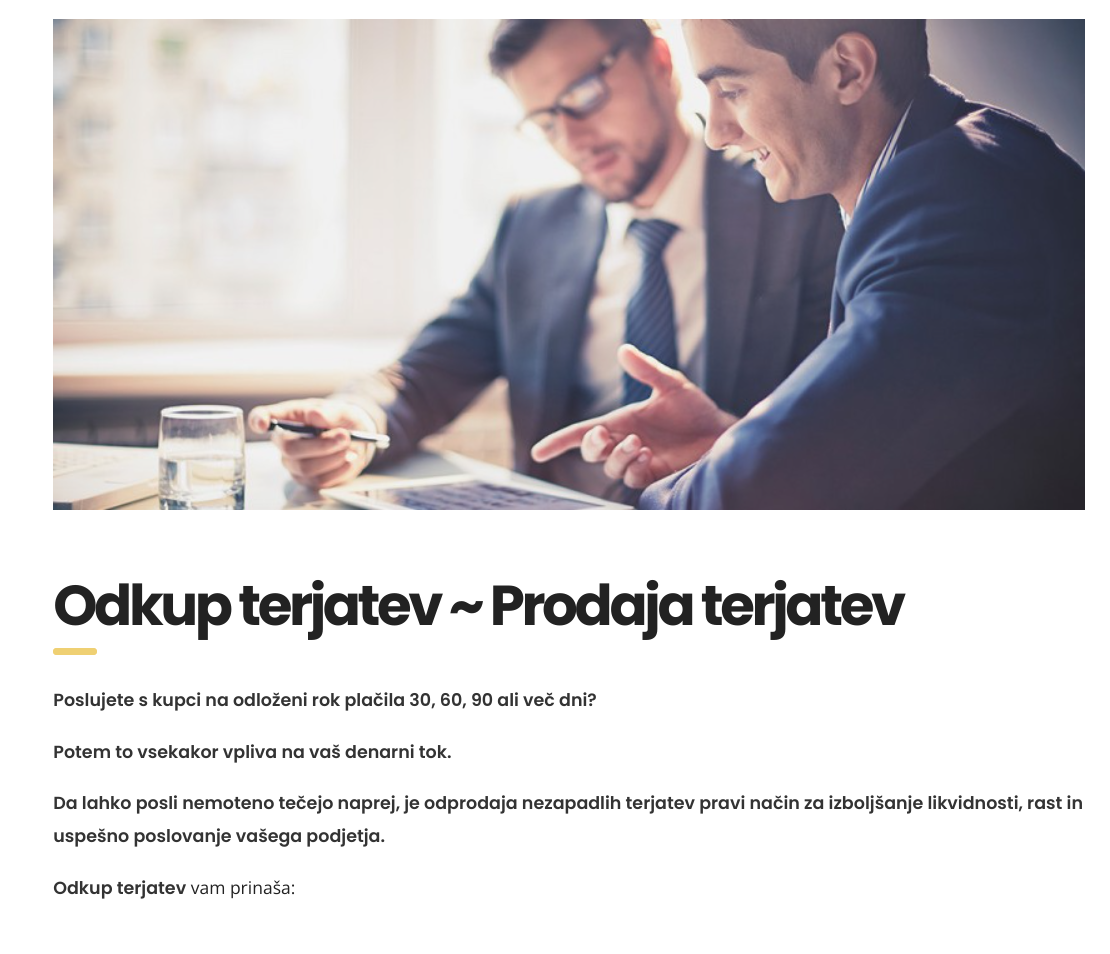 spletni marketing - prodaja terjatev